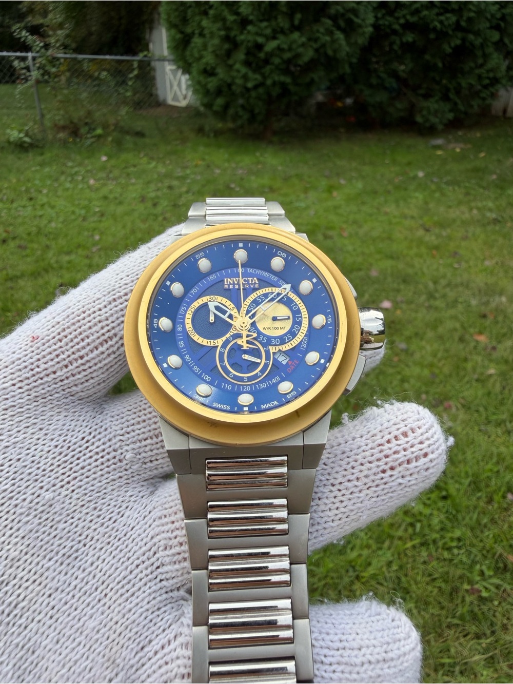 Vintage CYMA Swiss Made Ladies Two Tone Quartz Watch Fluted Bezel Gold Dial Date